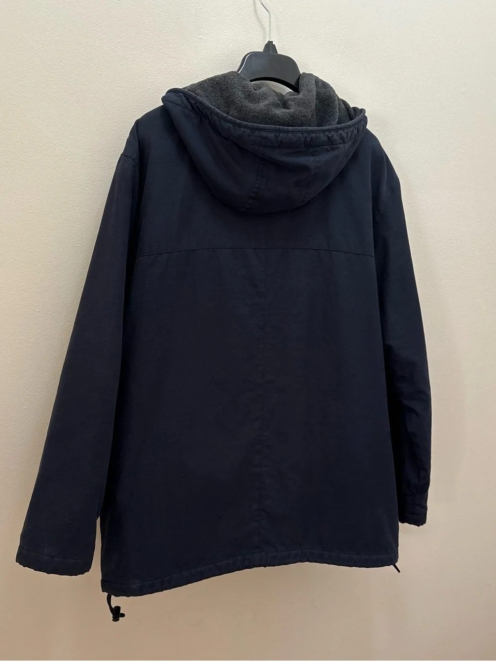 Vintage 90’s J.Crew Navy Fleece Lined Barn Parka Jacket Medium Gorpcore Utility